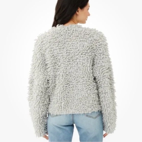 Scoop Women’s Gray Loop Stitch Shaggy Open Front Cardigan Size Large (12-14) NEW - Picture 3 of 8